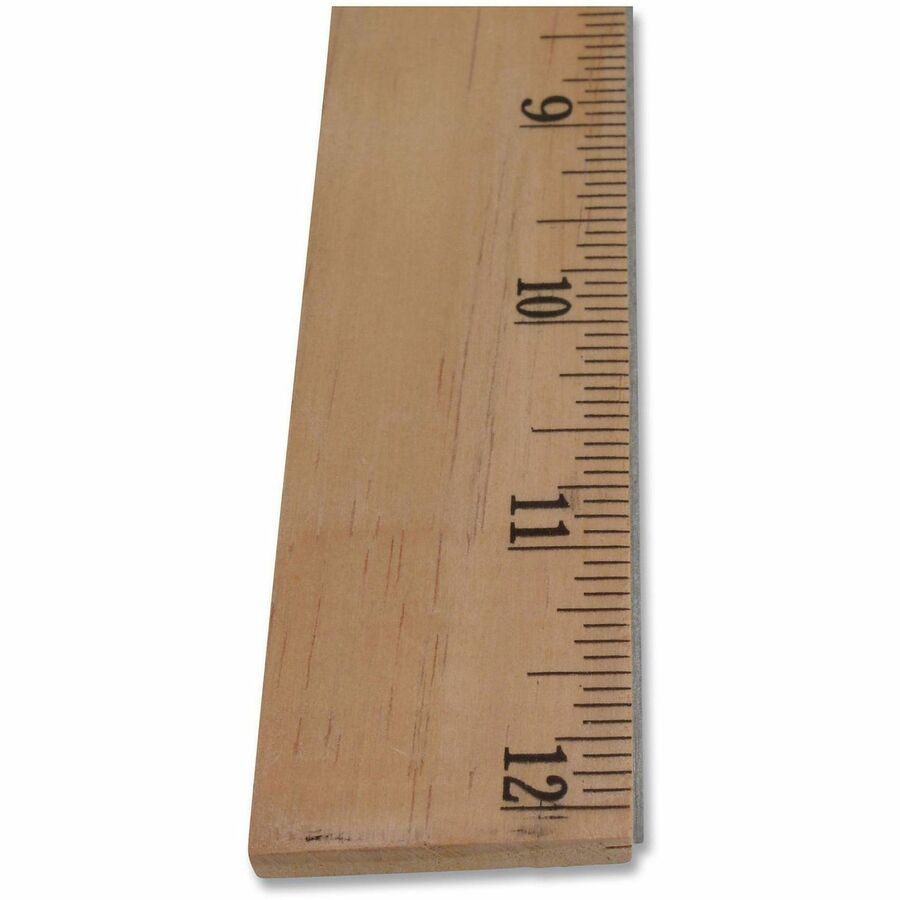 Westcott 12" Dual-Sided Inches/Metric Wood Ruler - 12" Length x 1" Width - 1/16 Graduations - Metric, Imperial Measuring System - Wood - 1 Each