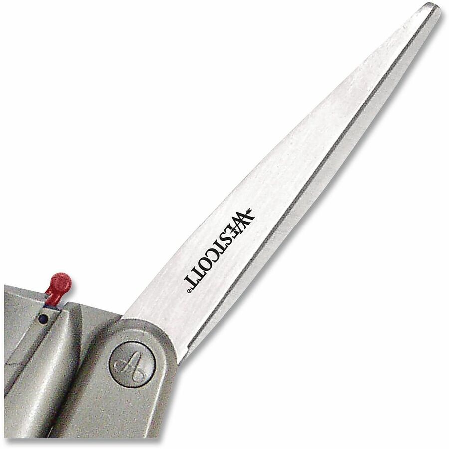 Westcott E-Z Open Box Cutter Scissors - 3" Cutting Length - 8" Overall Length - Straight-left/right - Stainless Steel - Pointed Tip - Silver - 1 Each