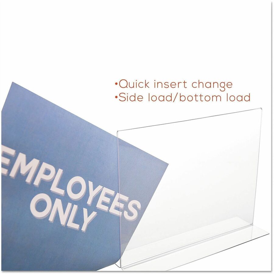 Deflecto Classic Image Double-Sided Sign Holder - 11" Width x 8.5" Height - Rectangular Shape - Self-standing, Bottom Loading - Indoor, Outdoor - Plastic - Clear, Clear - 1 Each