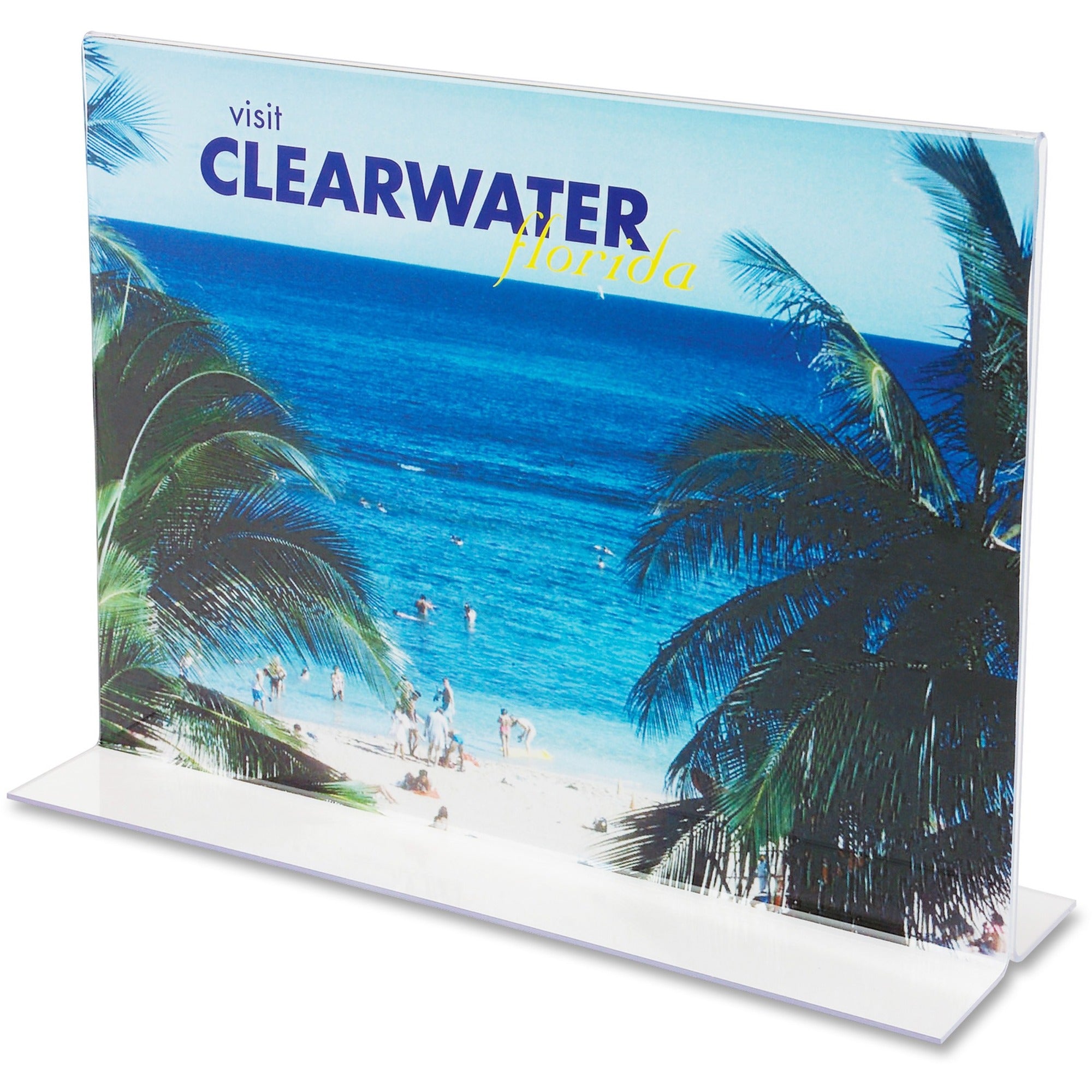 Deflecto Classic Image Double-Sided Sign Holder - 11" Width x 8.5" Height - Rectangular Shape - Self-standing, Bottom Loading - Indoor, Outdoor - Plastic - Clear, Clear - 1 Each