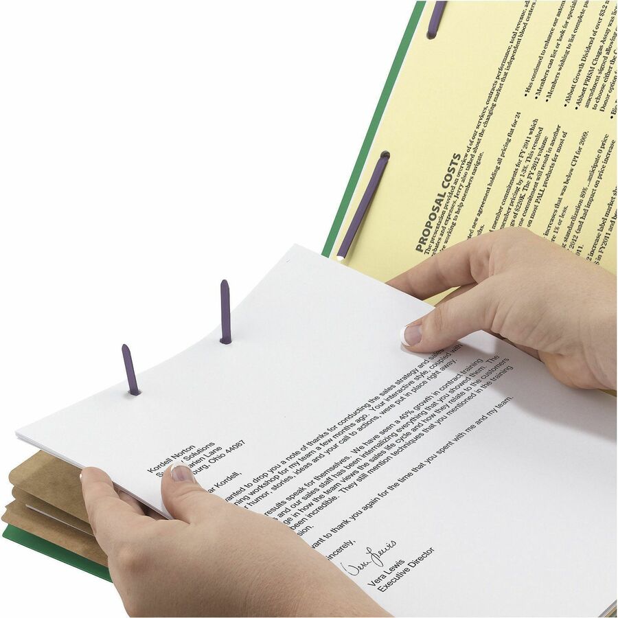 Smead SafeSHIELD 2/5 Tab Cut Letter Recycled Classification Folder - 8 1/2" x 11" - 3" Expansion - 2 x 2S Fastener(s) - 2" for Folder - Top Tab Location - Right of Center Tab Position - 3 Divider(s) - 25 pt. - Pressboard - Green - Heavy Duty, Tear Resi...