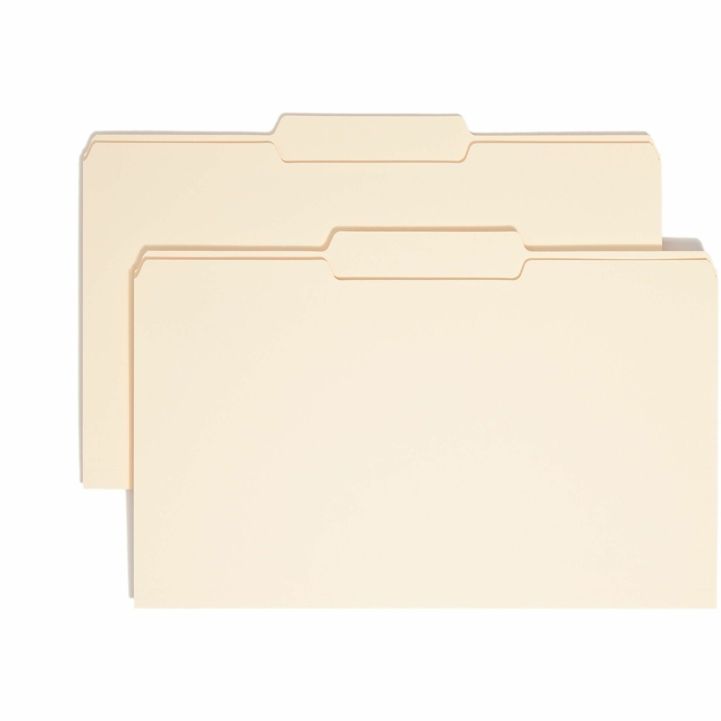 Smead 1/3 Tab Cut Legal Recycled Top Tab File Folder - 8 1/2" x 14" - 3/4" Expansion - Top Tab Location - Center Tab Position - 11 pt. - 1 Plys - Manila - 10% Recycled - 100 / Box