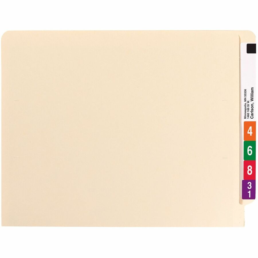 Smead Straight Tab Cut Letter Recycled End Tab File Folder - 8 1/2" x 11" - 3/4" Expansion - 11 pt. - 1 Plys - Manila - Durable - 10% Recycled - 100 / Box