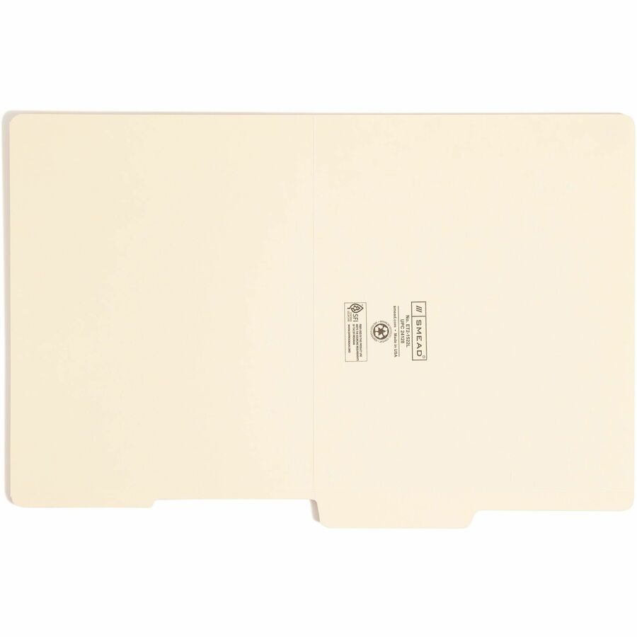 Smead Shelf-Master 1/2 Tab Cut Letter Recycled End Tab File Folder - 8 1/2" x 11" - 3/4" Expansion - End Tab Location - Bottom Tab Position - 11 pt. - 2 Plys - Manila - Reinforced - 10% Recycled - 100 / Box