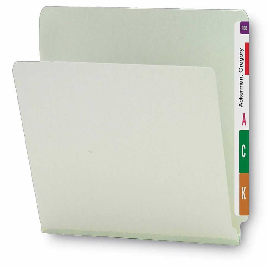 Smead Shelf-Master Straight Tab Cut Letter Recycled Top Tab File Folder - 8 1/2" x 11" - 1" Expansion - 25 pt. - Pressboard - Gray, Green - Heavy Duty - 100% Recycled - 1 / Pack