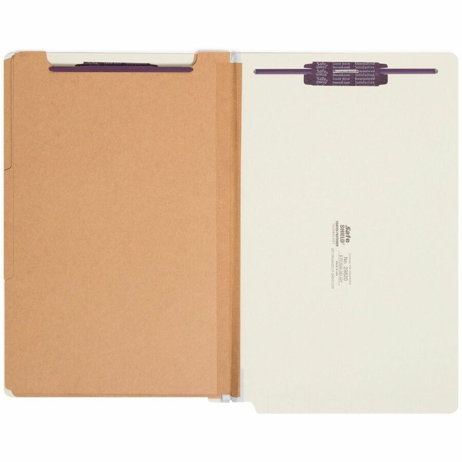Smead 1/3 Tab Cut Legal Recycled Classification Folder - 8 1/2" x 14" - 3" Expansion - 2 x 2S Fastener(s) - 2" for Folder, 1" for Divider - End Tab Location - 3 Divider(s) - 25 pt. - Pressboard - Gray, Green - Rounded Corner - 100% Recycled - 10 / Box
