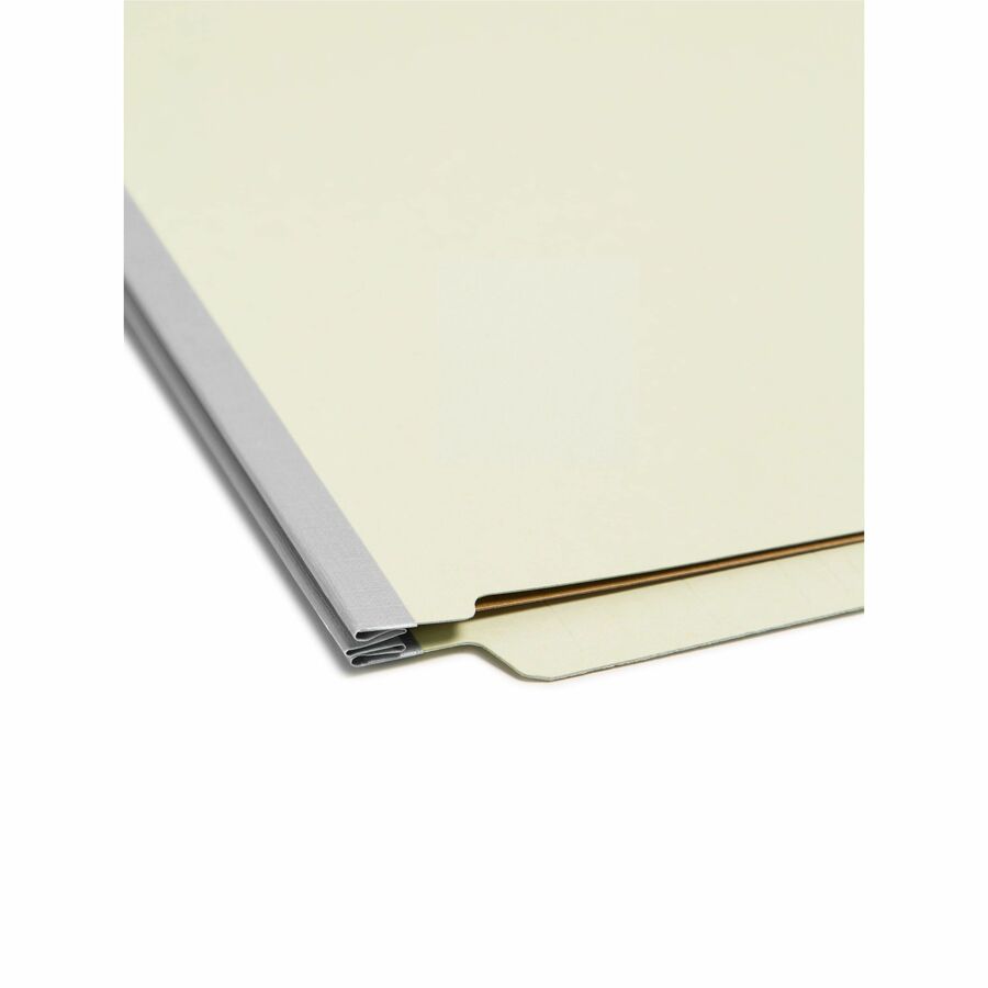 Smead 1/3 Tab Cut Legal Recycled Classification Folder - 8 1/2" x 14" - 3" Expansion - 2 x 2S Fastener(s) - 2" for Folder, 1" for Divider - End Tab Location - 3 Divider(s) - 25 pt. - Pressboard - Gray, Green - Rounded Corner - 100% Recycled - 10 / Box