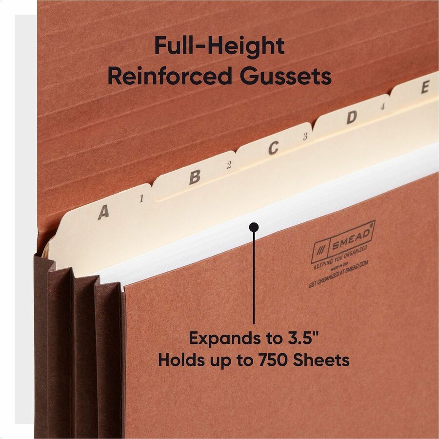 Smead Letter Recycled File Wallet - 8 1/2" x 11" - 3 1/2" Expansion - Redrope - Reinforced Gusset, Elastic Closure, Flap - 30% Recycled - 10 / Box