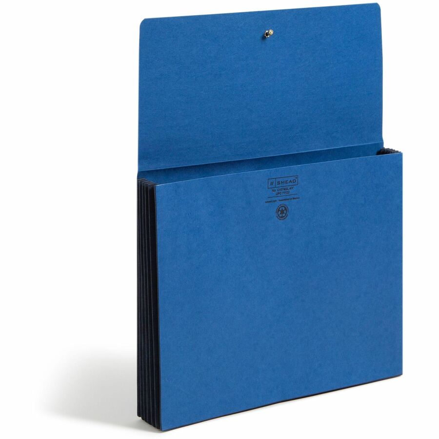 Smead Letter Recycled File Wallet - 8 1/2" x 11" - 5 1/4" Expansion - Navy - Elastic Closure, Reinforced Gusset - 10% Recycled - 1 Each