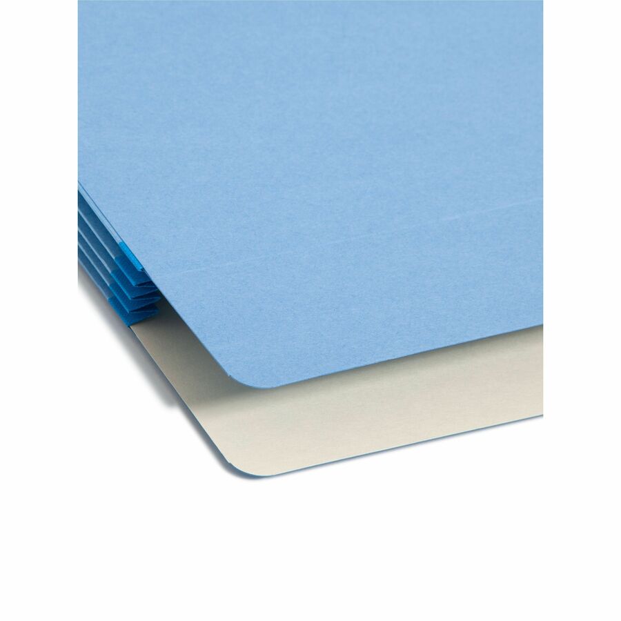 Smead Straight Tab Cut Letter Recycled File Pocket - 8 1/2" x 11" - 3 1/2" Expansion - Top Tab Location - 9 pt. - Blue - Tear Resistant - 10% Recycled - 1 Each