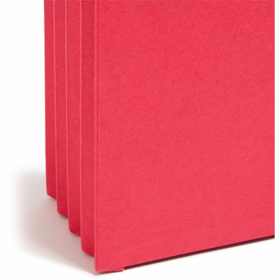Smead Straight Tab Cut Letter Recycled File Pocket - 8 1/2" x 11" - 3 1/2" Expansion - Top Tab Location - 9 pt. - Red - Tear Resistant - 10% Recycled - 1 Each