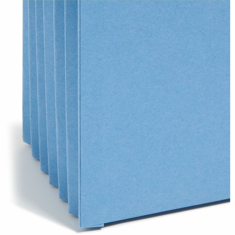 Smead Straight Tab Cut Letter Recycled File Pocket - 8 1/2" x 11" - 5 1/4" Expansion - Top Tab Location - 9 pt. - Blue - Tear Resistant - 10% Recycled - 1 Each