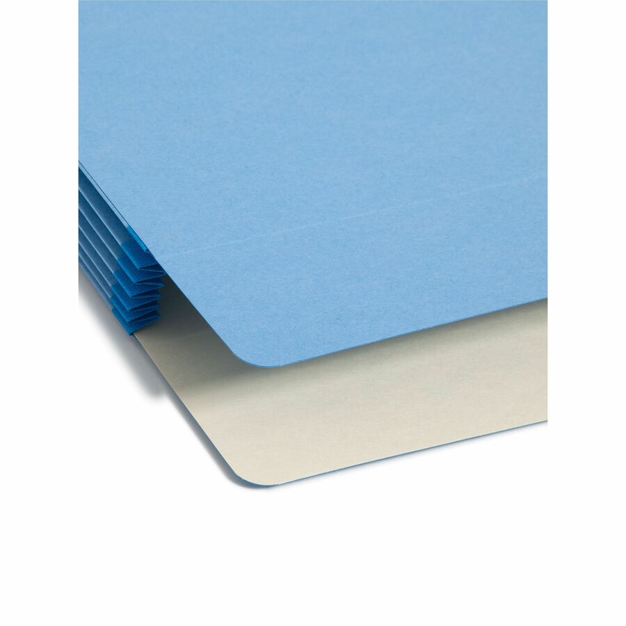 Smead Straight Tab Cut Letter Recycled File Pocket - 8 1/2" x 11" - 5 1/4" Expansion - Top Tab Location - 9 pt. - Blue - Tear Resistant - 10% Recycled - 1 Each
