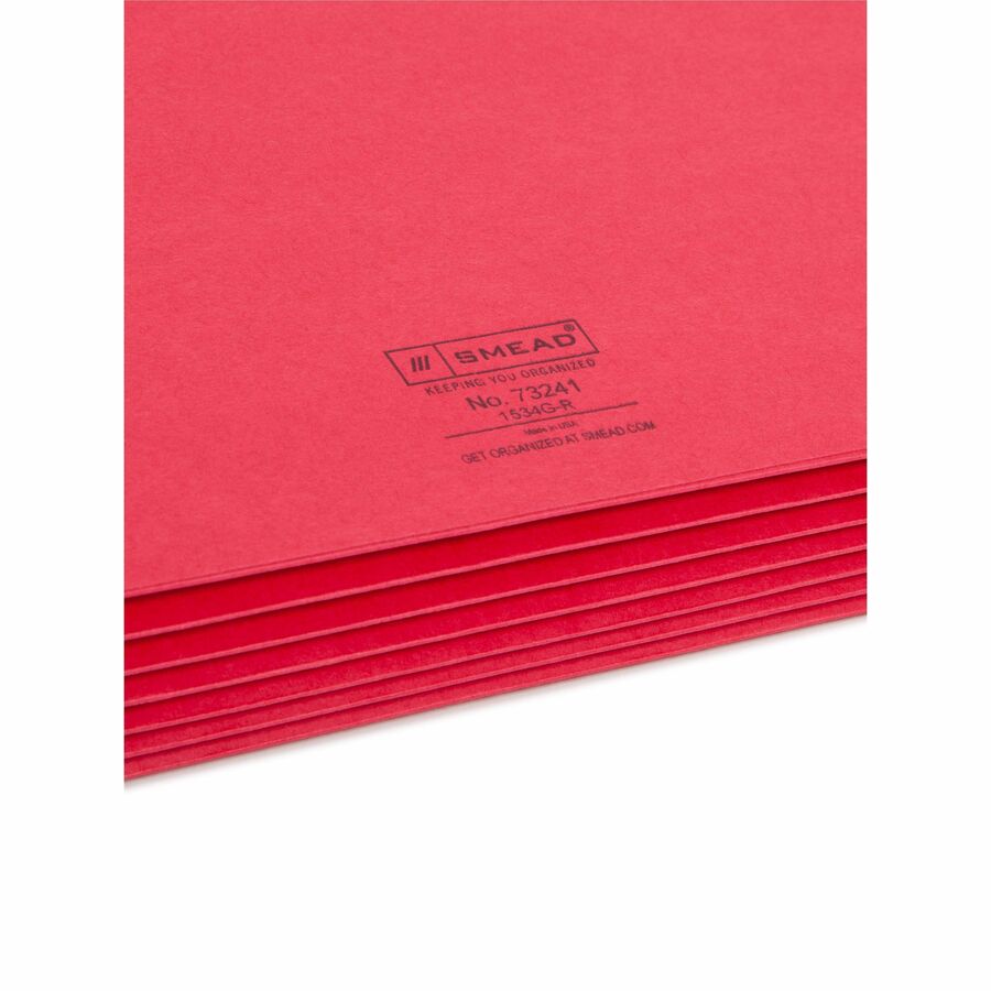 Smead Straight Tab Cut Letter Recycled File Pocket - 8 1/2" x 11" - 5 1/4" Expansion - Top Tab Location - Red - Tear Resistant - 10% Recycled - 1 Each