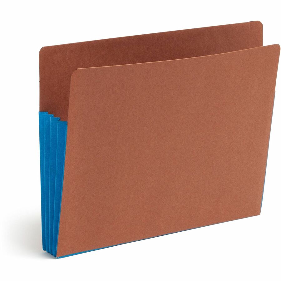 Smead Straight Tab Cut Letter Recycled File Pocket - 8 1/2" x 11" - 3 1/2" Expansion - 1 Pocket(s) - Top Tab Location - 12.5 pt. - 2 Plys - Blue - 30% Recycled - 10 / Box