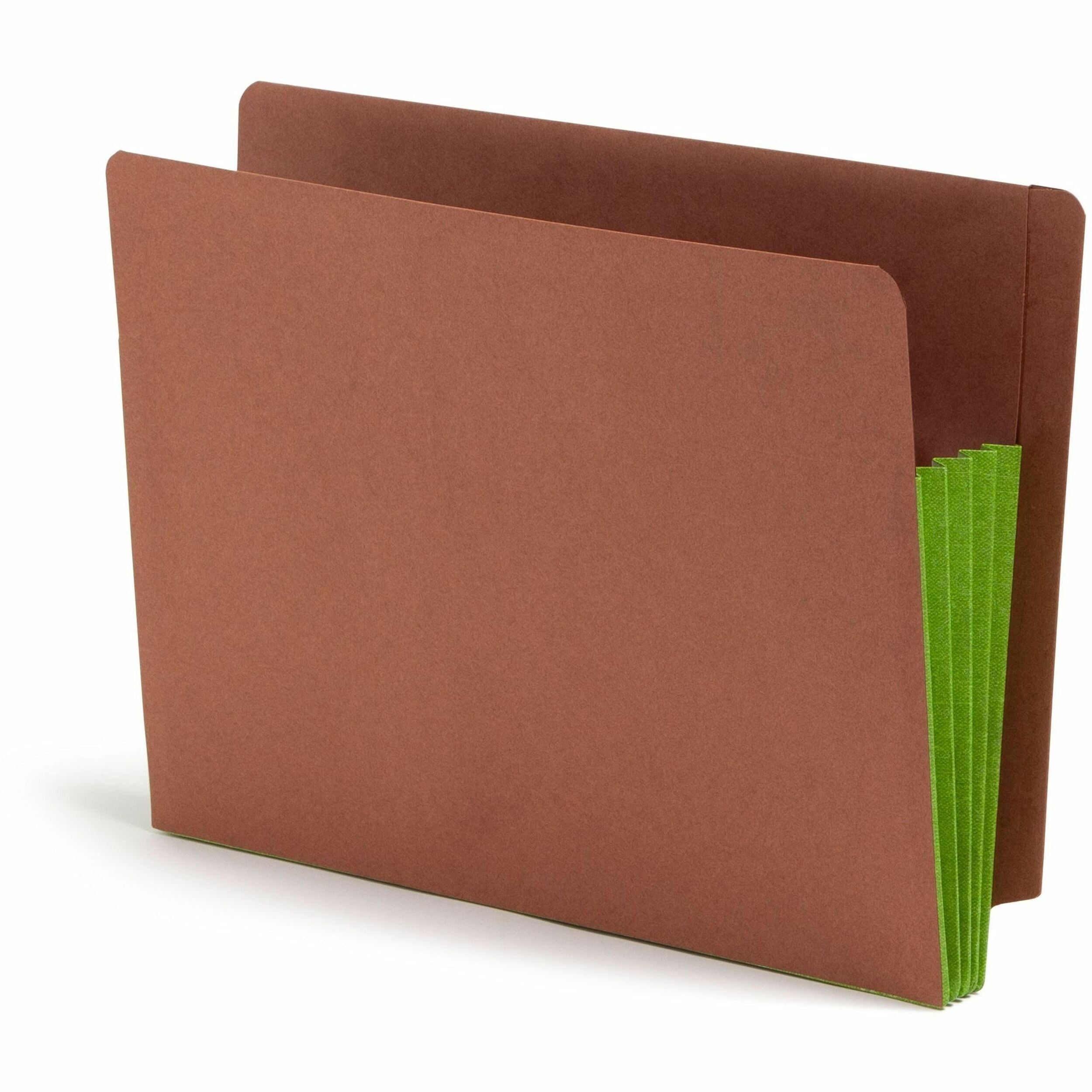 Smead TUFF Pocket Straight Tab Cut Letter Recycled File Pocket - 8 1/2" x 11" - 3 1/2" Expansion - 1 Pocket(s) - Top Tab Location - 2 Plys - Redrope - Green - Tear Resistant - 30% Recycled - 10 / Box
