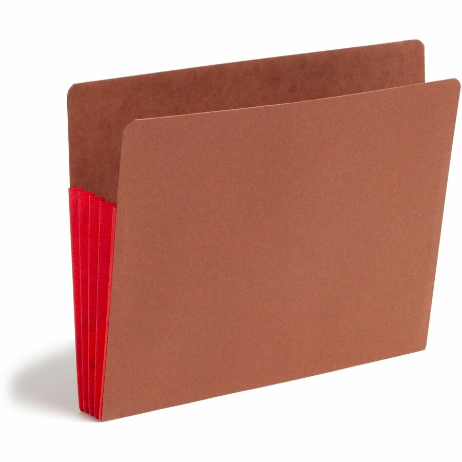 Smead TUFF Pocket Straight Tab Cut Letter Recycled File Pocket - 8 1/2" x 11" - 3 1/2" Expansion - 1 Pocket(s) - Top Tab Location - 12.5 pt. - 2 Plys - Redrope - Red - Tear Resistant - 30% Recycled - 10 / Box