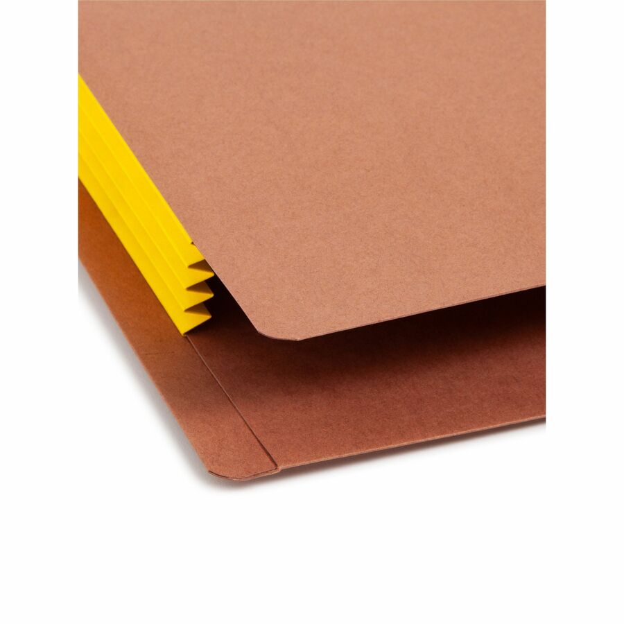 Smead Straight Tab Cut Letter Recycled File Pocket - 8 1/2" x 11" - 3 1/2" Expansion - 1 Pocket(s) - End Tab Location - 2 Plys - Redrope - Yellow - 30% Recycled - 10 / Box