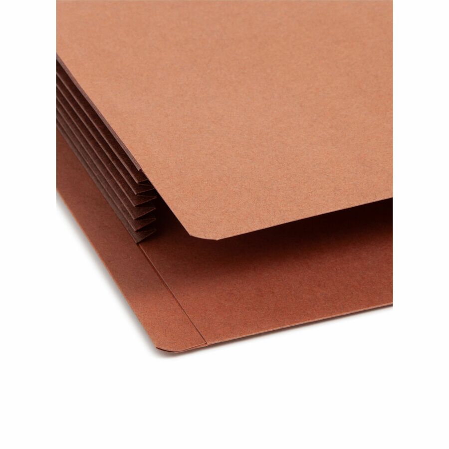 Smead Straight Tab Cut Letter Recycled File Pocket - 8 1/2" x 11" - 5 1/4" Expansion - 12.5 pt. - 2 Plys - Dark Brown - Embossed - 30% Recycled - 10 / Box