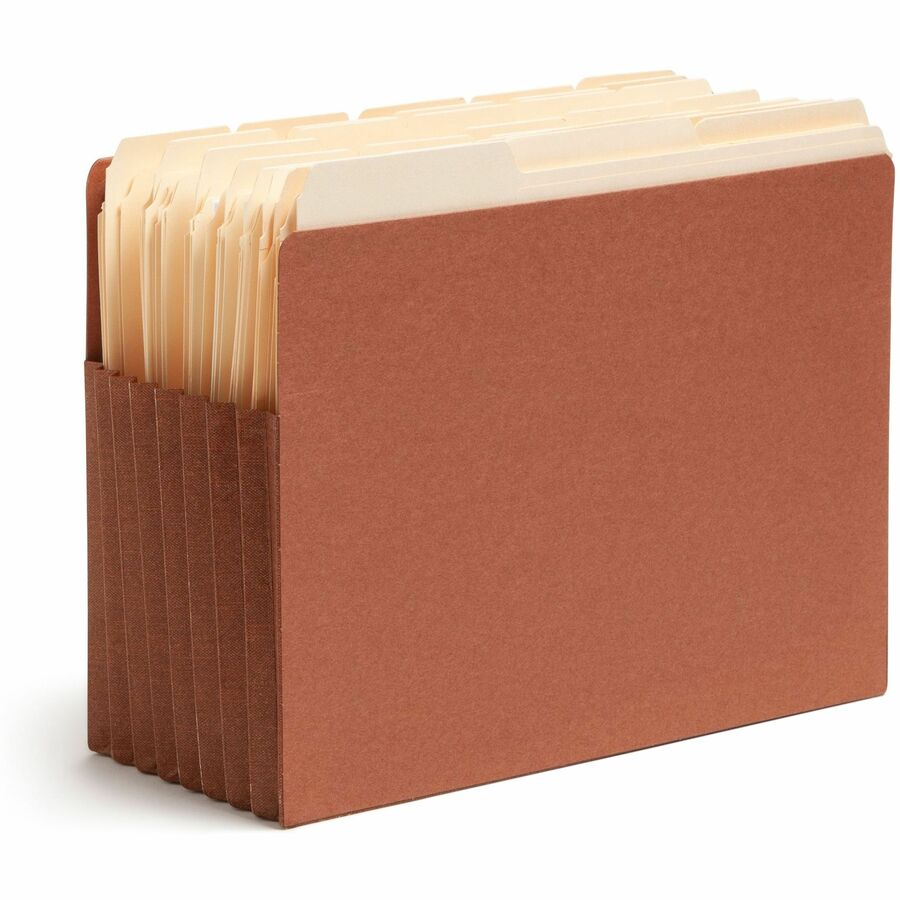 Smead TUFF Straight Tab Cut Letter Recycled File Pocket - 8 1/2" x 11" - 7" Expansion - 16.5 pt. - 2 Plys - Redrope - Rip Resistant, Tear Resistant, Reinforced Tab, Heavyweight Cover - 30% Recycled - 5 / Box