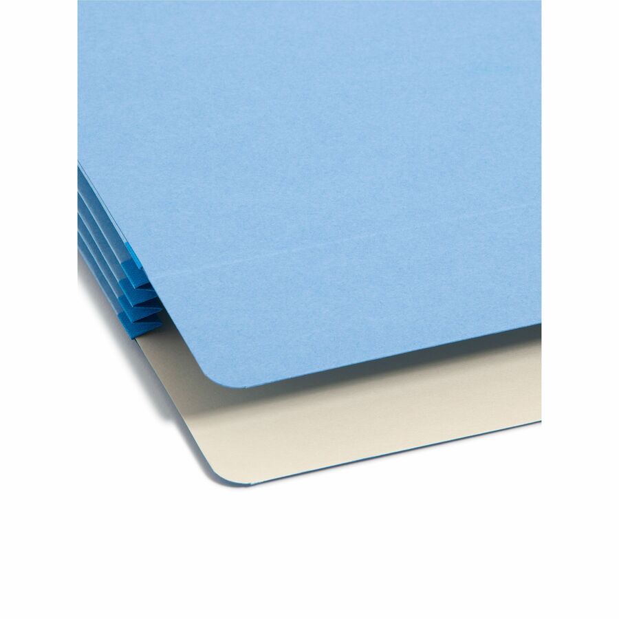 Smead Straight Tab Cut Legal Recycled File Pocket - 8 1/2" x 14" - 3 1/2" Expansion - Top Tab Location - Blue - Tear Resistant - 10% Recycled - 1 Each