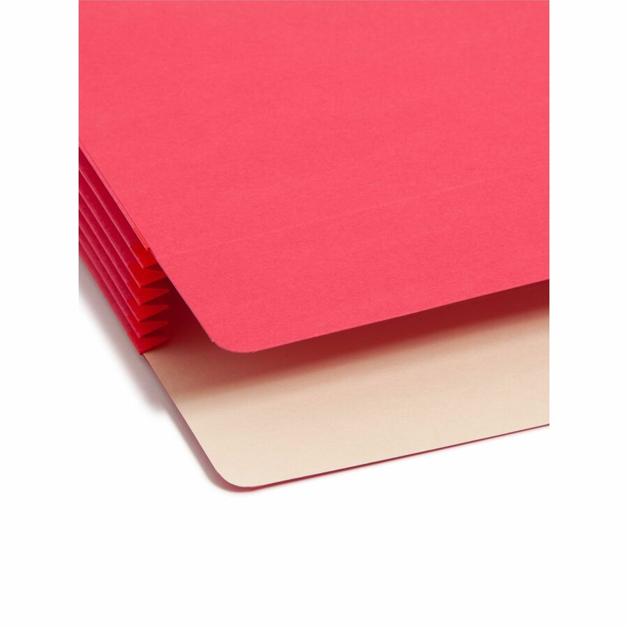 Smead Colored Straight Tab Cut Legal Recycled File Pocket - 8 1/2" x 14" - 5 1/4" Expansion - Top Tab Location - Red - Tear Resistant - 10% Recycled - 1 Each