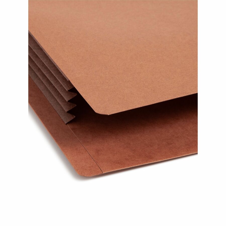 Smead Straight Tab Cut Legal Recycled File Pocket - 8 1/2" x 14" - 3 1/2" Expansion - 1 Pocket(s) - End Tab Location - Top Tab Position - 2 Plys - Dark Brown - 30% Recycled - 10 / Box