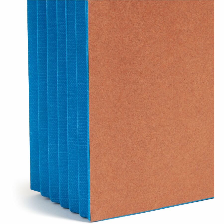 Smead Straight Tab Cut Legal Recycled File Pocket - 8 1/2" x 14" - 5 1/4" Expansion - 12.5 pt. - 2 Plys - Redrope - Blue - Embossed - 30% Recycled - 10 / Box