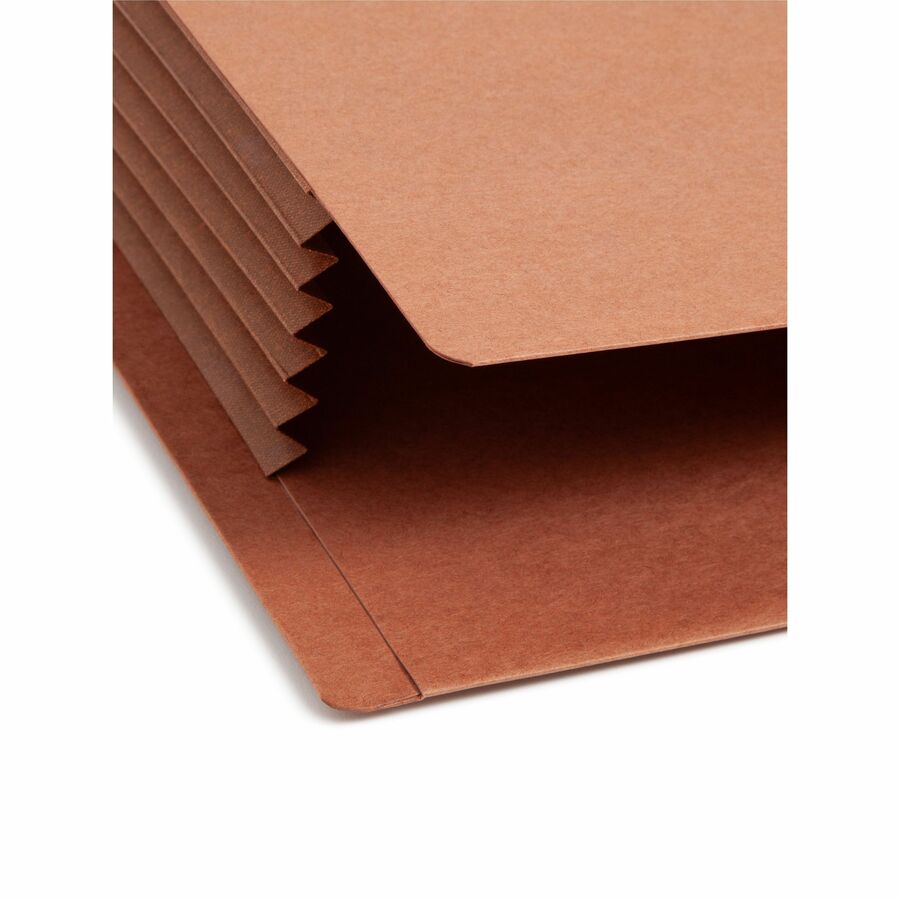 Smead TUFF Straight Tab Cut Legal Recycled File Pocket - 8 1/2" x 14" - 5 1/4" Expansion - 2 Plys - Redrope - Rip Resistant, Tear Resistant, Reinforced Tab, Heavyweight Cover - 30% Recycled - 10 / Box