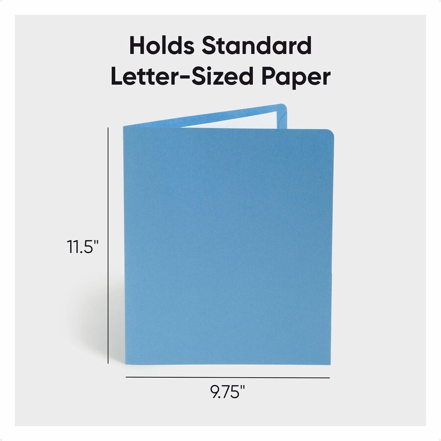 Smead Letter Recycled Pocket Folder - 8 1/2" x 11" - 2 Pocket(s) - 11 pt. - Leatherette - Blue, Dark Blue, Gray, Green, Red, Yellow - 10% Recycled - 25 / Box