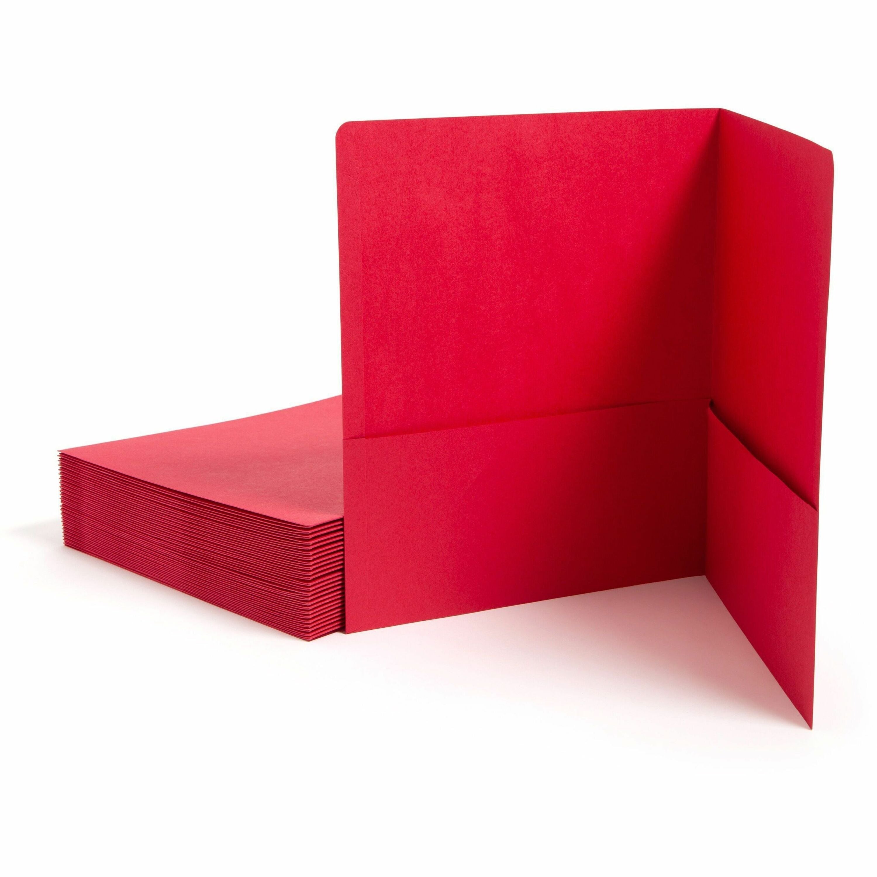 Smead Letter Recycled Pocket Folder - 8 1/2" x 11" - 100 Sheets Capacity - Folder - 2 Pocket(s) - 11 pt. - Leatherette - Red - 10% Recycled - 25 / Box
