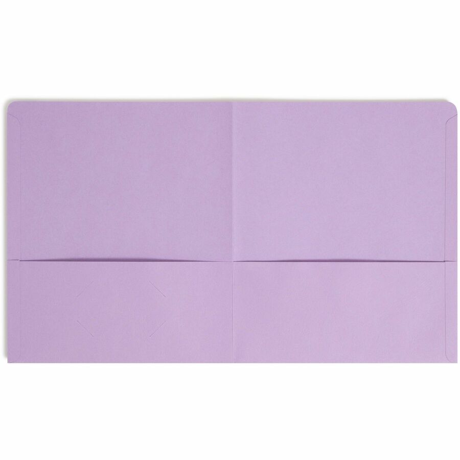 Smead Letter Recycled Pocket Folder - 1/2" Folder Capacity - 8 1/2" x 11" - 2 Pocket(s) - 11 pt. - Leatherette - Lavender - 10% Recycled - 25 / Box