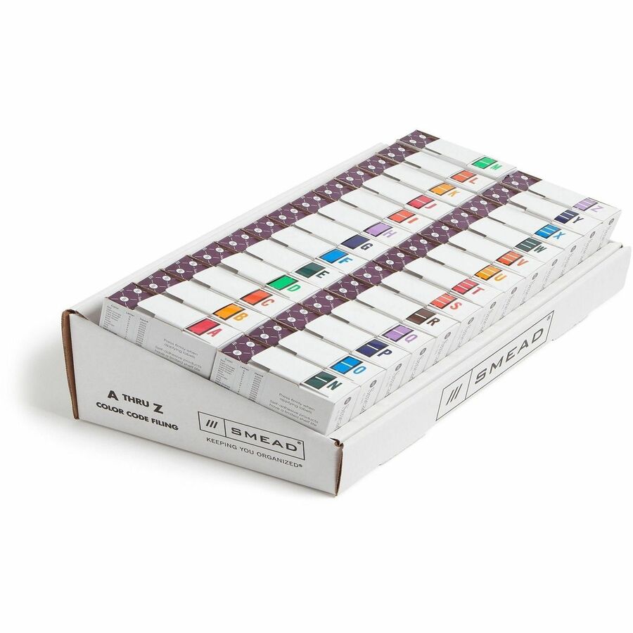 Smead BCCR Bar-Style Color-Coded Labels - A-Z - x 1 1/4" Width x 1" Length - Assorted - Laminated - 500 / Roll - 1 Box