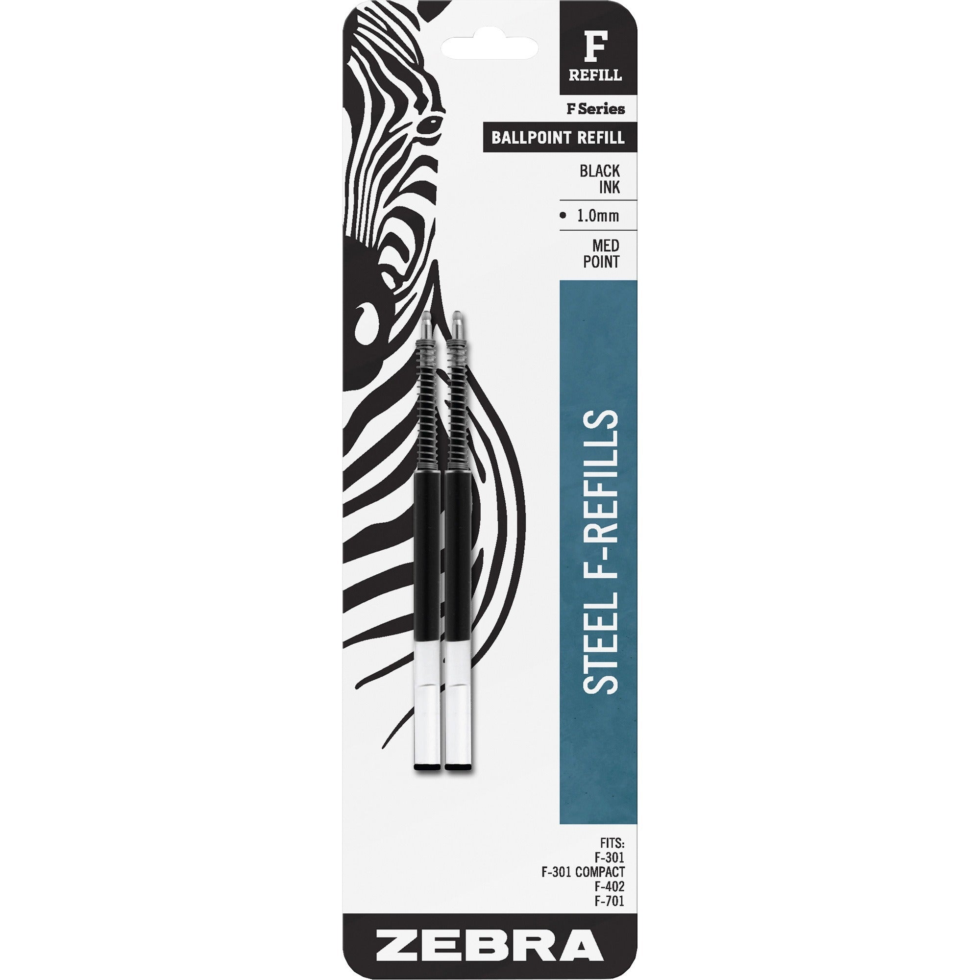 Zebra Pen STEEL 7 Series F Refill Medium Point Ballpoint - Medium Point - Black Ink - 1 Pack