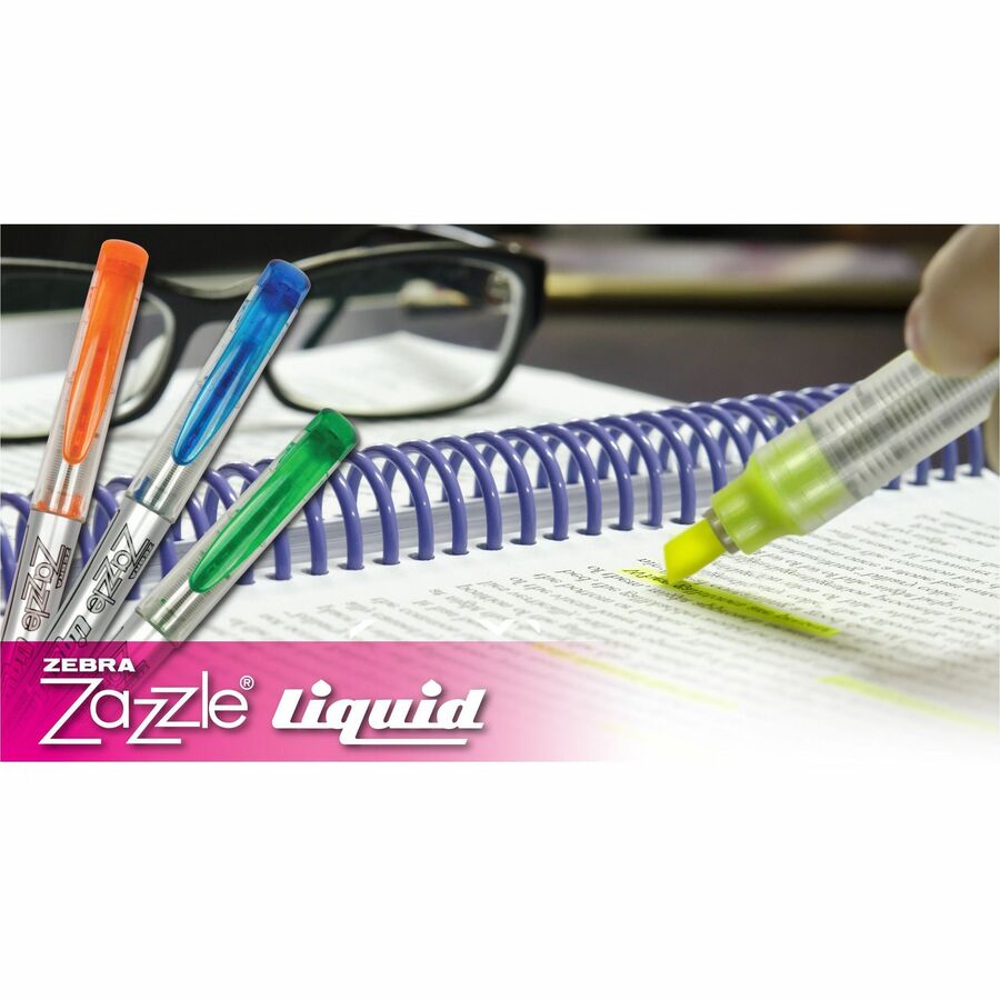 Zebra Pen Zazzle 10-color Fluorescent Highlighters Set - Chisel Marker Point - Assorted Ink - Water Based - Clear Barrel - 10 / Set