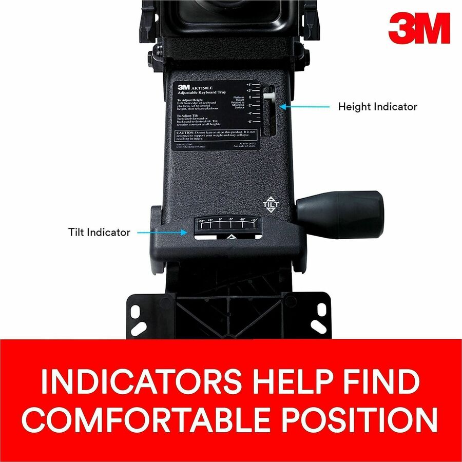 3M Sit/Stand Easy Keyboard Tray Platform Gel Wrists Precise Mouse Pad - 26.5" Width x 10.6" Depth - Black - 1