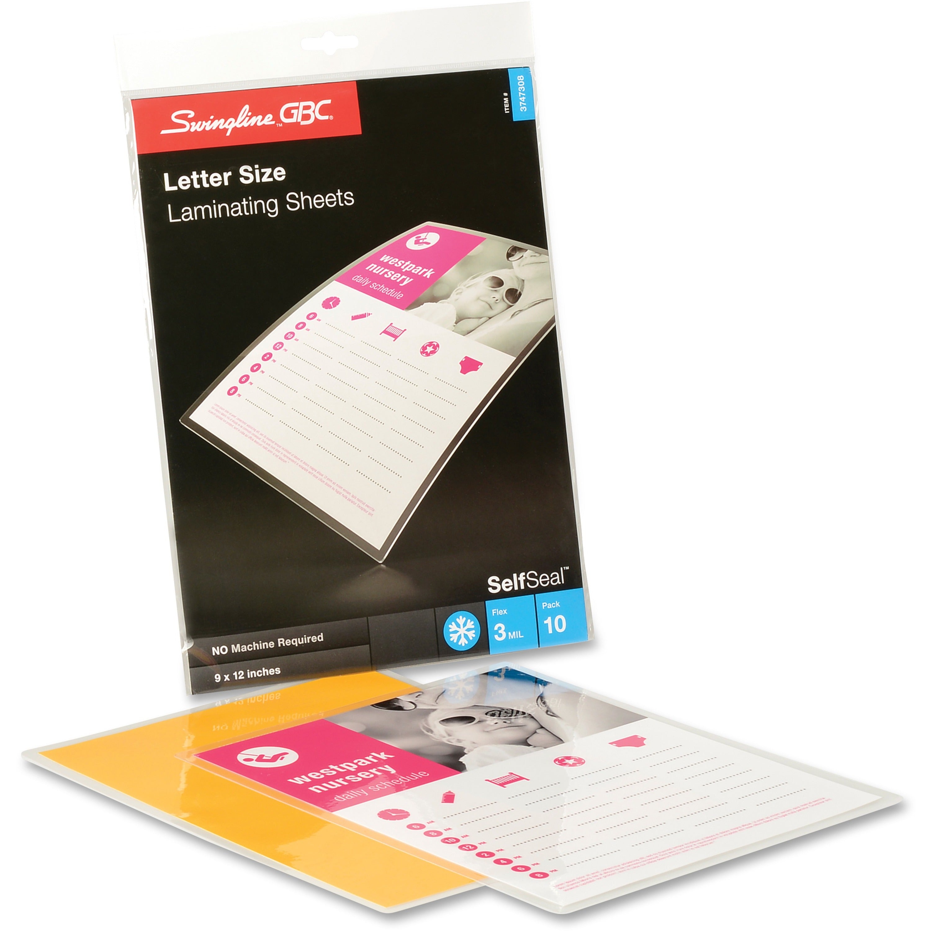 GBC Self-Adhesive Laminating Pouch - Laminating Pouch/Sheet Size: 9" Width x 12" Length x 3 mil Thickness - for Certificate, News Clipping, Schedule, Price List, Photo, Artwork, Recipe - Self-adhesive - Clear - 10 / Pack