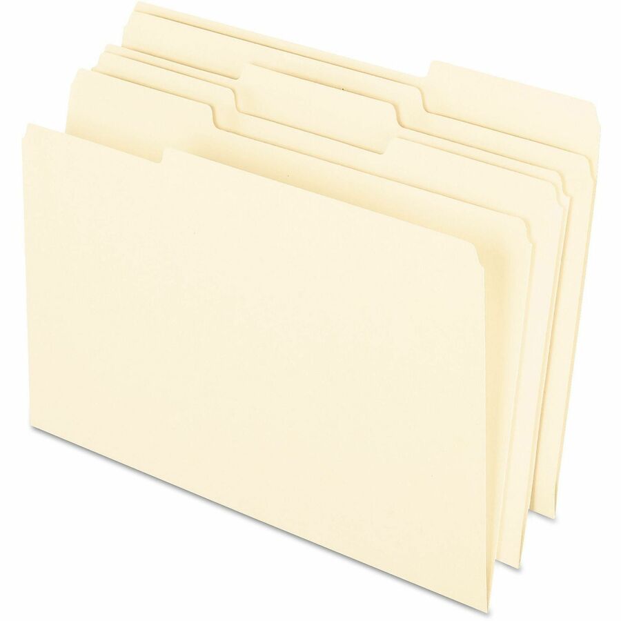 Pendaflex 1/3 Tab Cut Legal Recycled Top Tab File Folder - 8 1/2" x 14" - 1/2" Expansion - Top Tab Location - Assorted Tab Position - 11 pt. - Manila - Manila - 100% Recycled - 100 / Box