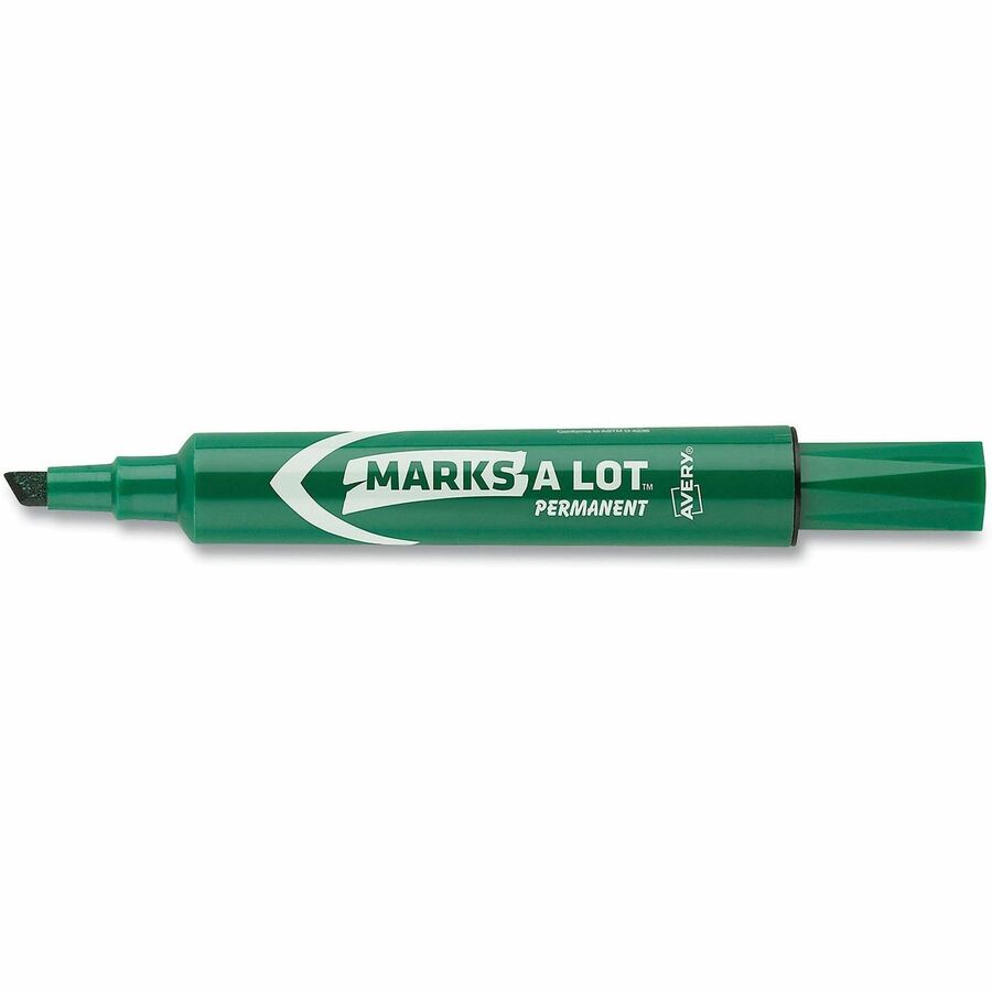 Avery® Avery Marks A Lot Permanent Markers, Regular Desk-Style, 1 Green - Chisel Marker Point - Green Ink - 1 Dozen
