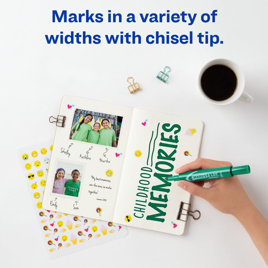 Avery® Avery Marks A Lot Permanent Markers, Regular Desk-Style, 1 Green - Chisel Marker Point - Green Ink - 1 Dozen
