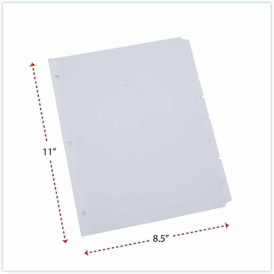 Universal Deluxe Write-On/Erasable Tab Index, 8-Tab, 11 x 8.5, White, White Tabs, 1 Set - 8 x Divider(s) - 8 Blank Side Tab(s) - 8 Tab(s)/Set - 8.5" Divider Width x 11" Divider Length - Letter - 3 Hole Punched - White Paper Divider - White Paper Tab(s)...