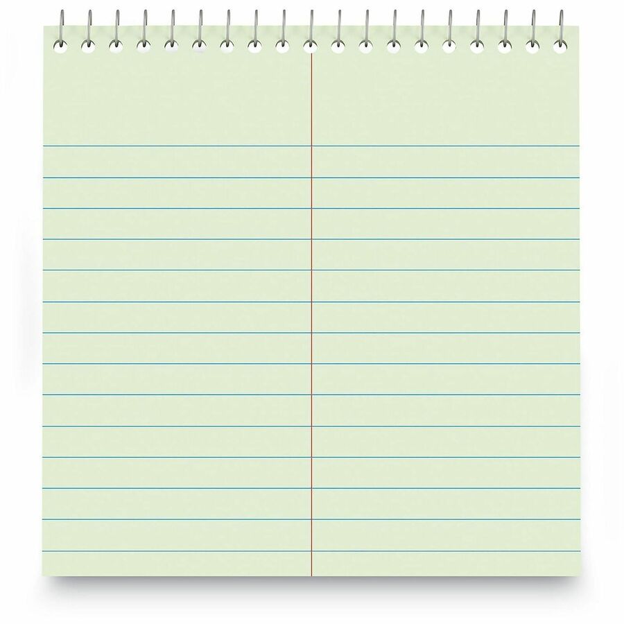 Universal Steno Pads, Gregg Rule, Red Cover, 80 Green-Tint 6 x 9 Sheets - 1 Subject(s) - 80 Sheets - Spiral - Red Margin - 16 lb Basis Weight - 6" x 9" Sheet Size - 9" Height x 6" Width - Green Paper - Chipboard Cover