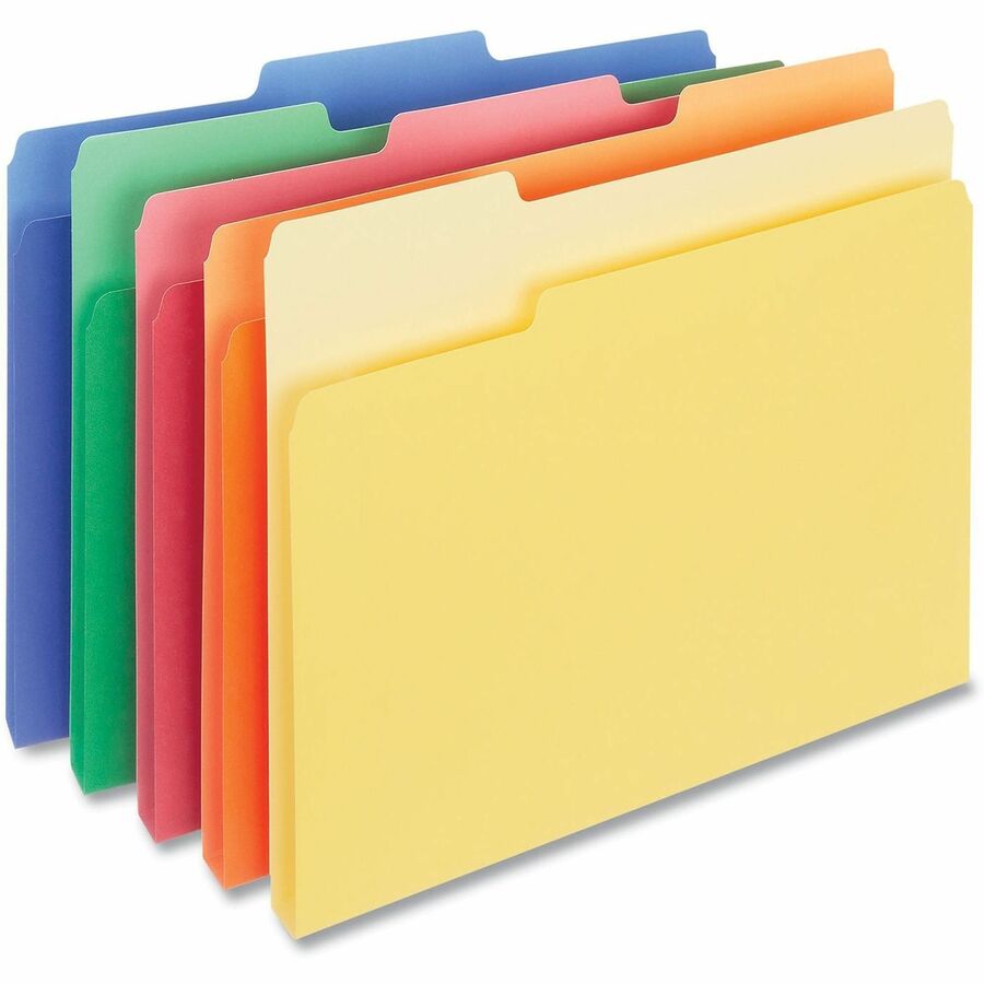 Universal 1/3 Tab Cut Letter Top Tab File Folder - 8 1/2" x 11" - Assorted Tab Position - 11 pt. - Stock - 100 Box