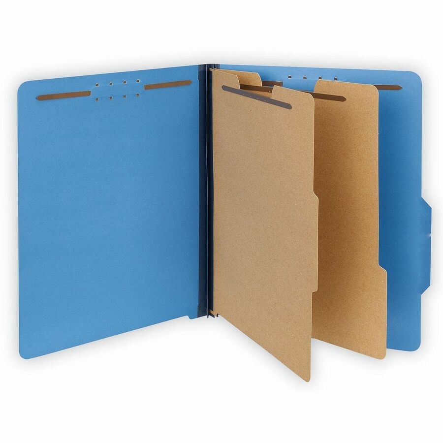 Universal 2/5 Tab Cut Letter Classification Folder - 8 1/2" x 11" - 2" Expansion - 6 Fastener(s) - 2" Fastener Capacity - Top Tab Location - Right of Center Tab Position - 2 Divider(s) - Cobalt Blue - 10 Box