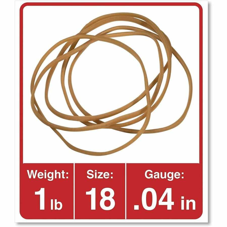 Universal 00118 Rubber Band - Size: #18 - 3" Length x 0.1" Width x 41.6 mil Thickness - 12 lb/in - Rubber - Beige - 1600 / Box