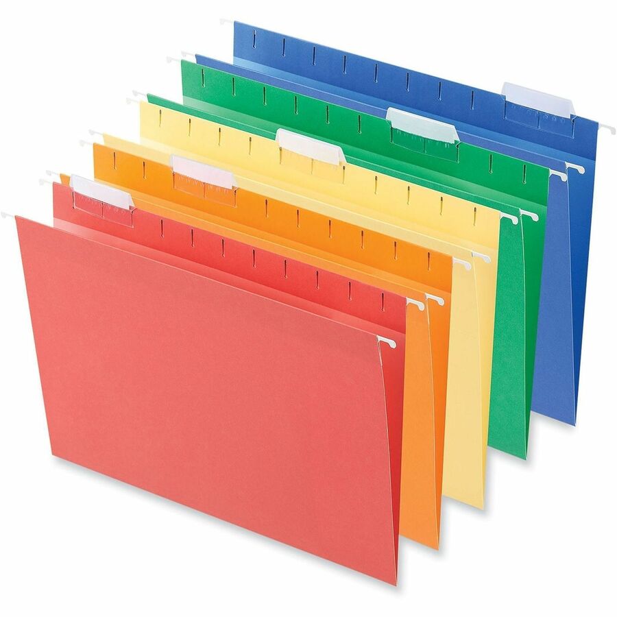 Universal 1/5 Tab Cut Letter Hanging Folder - 8 1/2" x 11" - Assorted Tab Position - 11 pt. - Stock - Assorted, Blue, Bright Green, Red, Violet, Yellow - 25 Box