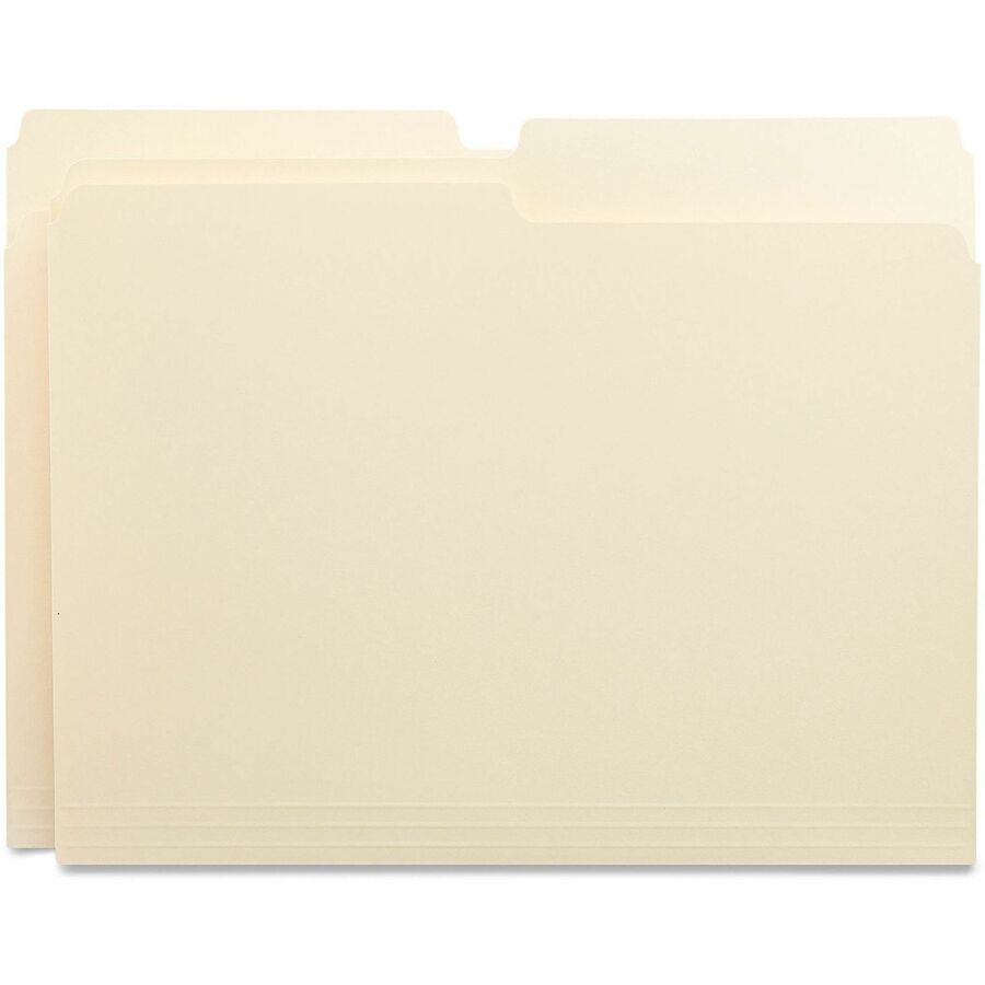 Universal 1/2 Tab Cut Letter Top Tab File Folder - 8 1/2" x 11" - 3/4" Expansion - Assorted Tab Position - 11 pt. - Manila - 100 Box