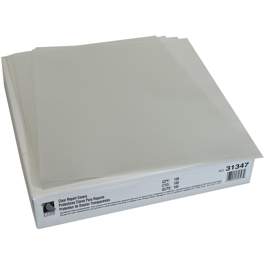C-line Economy Report Cover - 8 1/2" x 11" - 1 x Clamp Fastener(s) - 1/10" Fastener Capacity - Poly, Vinyl - Clear - 0% Recycled - 100 / Box