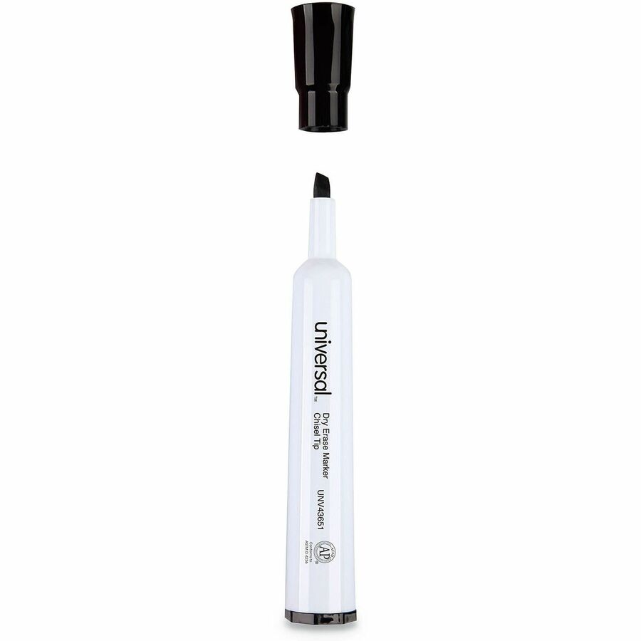 Universal Dry Erase Marker, Broad Chisel Tip, Black, Dozen - Broad Chisel Marker Point - Black Ink - Dry - General Purpose - 1 Dozen