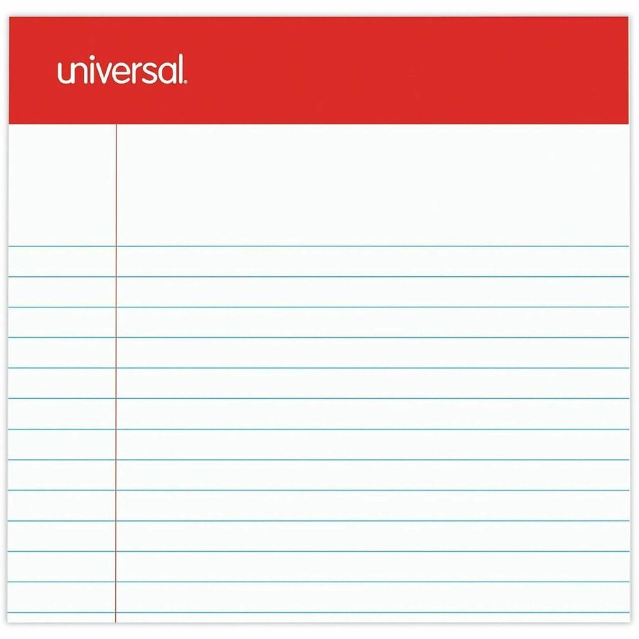 Universal Notepad - 1 Subject(s) - 50 Sheets - Tape Bound - Legal Ruled Red Margin - 16 lb Basis Weight - 5" x 8" Sheet Size - 5" Width - White Paper - 1 Dozen